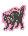 Cute But Feral Cat - Sassy Spooky Vinyl Sticker