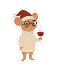 Holiday Wine Mouse - Vinyl Christmas Sticker