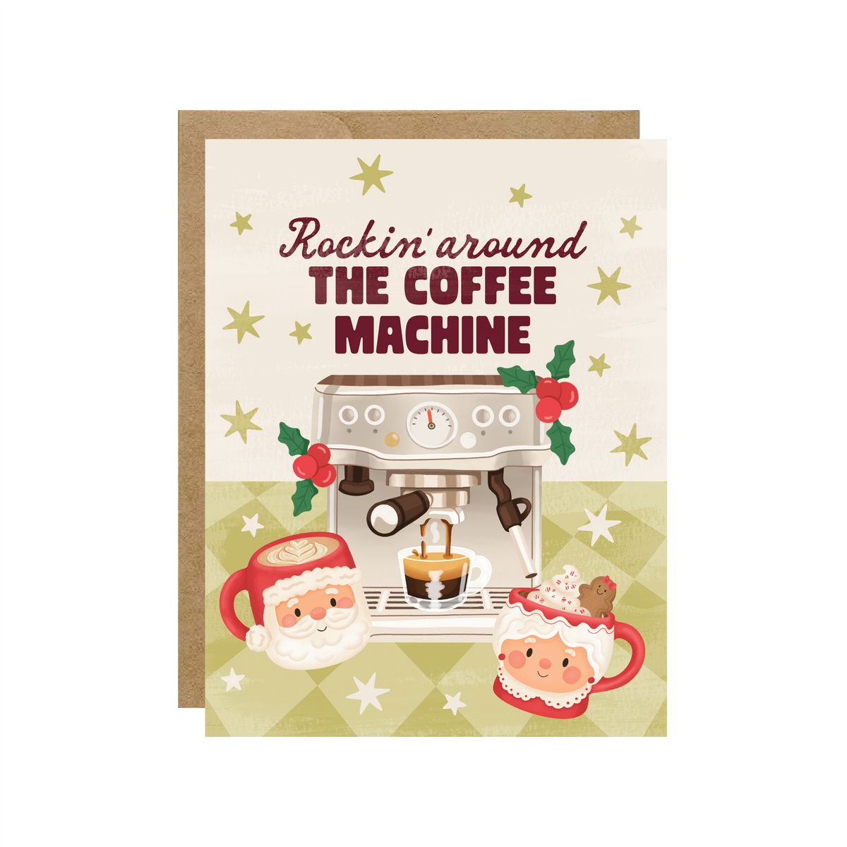 Rockin' Around The Coffee Machine Holiday Card