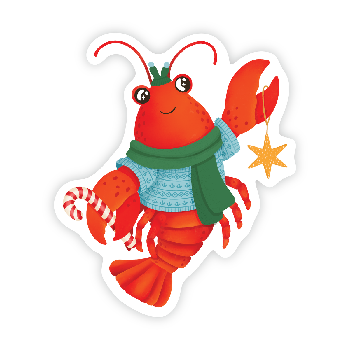 Christmas Claws Lobster Nautical Holiday Vinyl Sticker