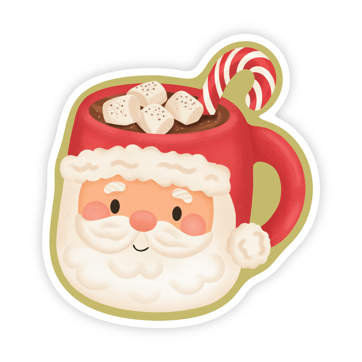 Santa Holiday Mug Christmas Hot Chocolate Vinyl Sticker