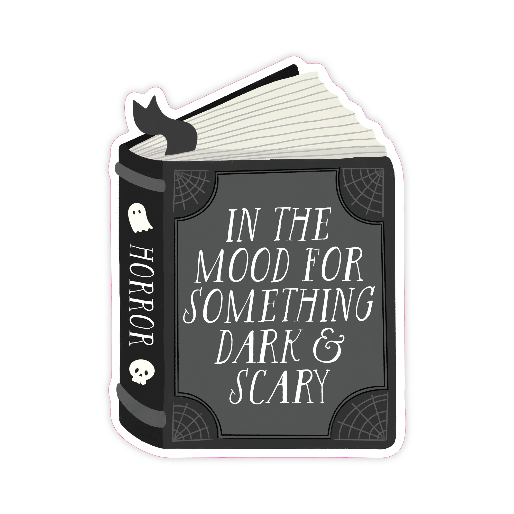 In The Mood For Dark and Scary - Horror Book Vinyl Sticker