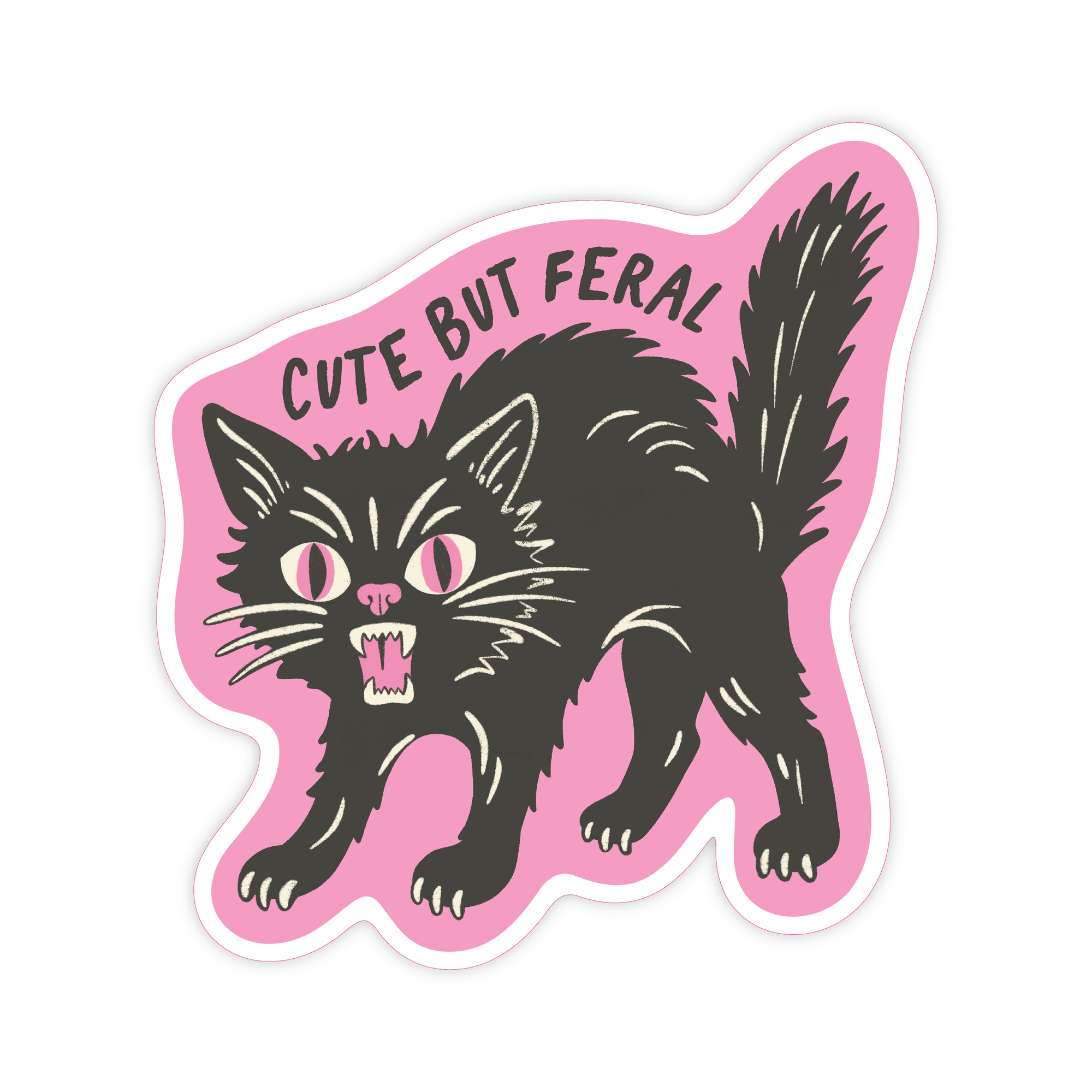 Cute But Feral Cat - Sassy Spooky Vinyl Sticker