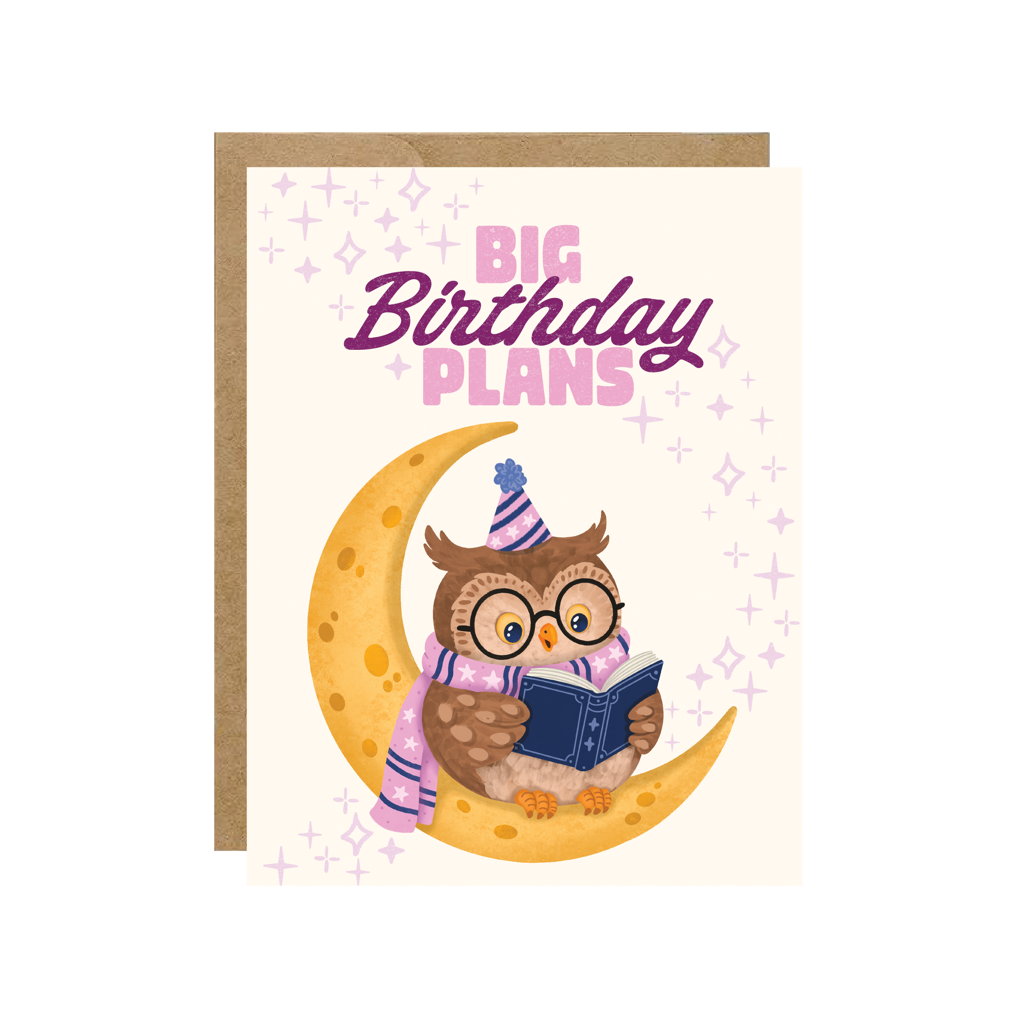 Big Birthday Plans Night Reader Owl Card