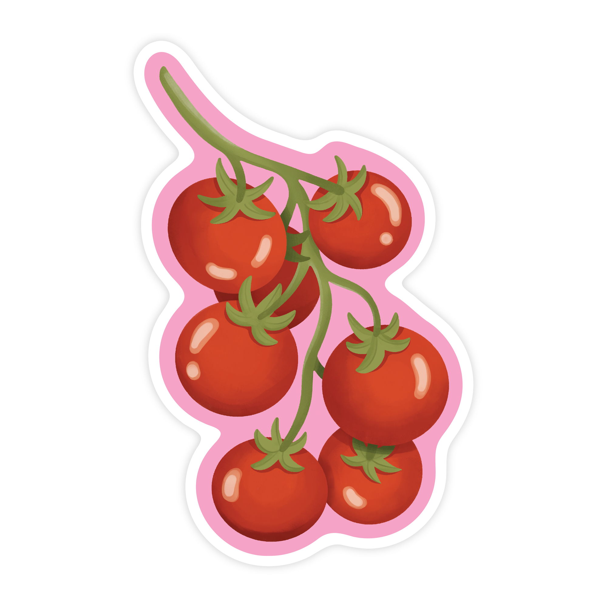 Tomato On The Vine - Pink Foodie Vinyl Sticker