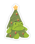 Grumpy Holiday Frog Jelly - Christmas Tree Vinyl Sticker