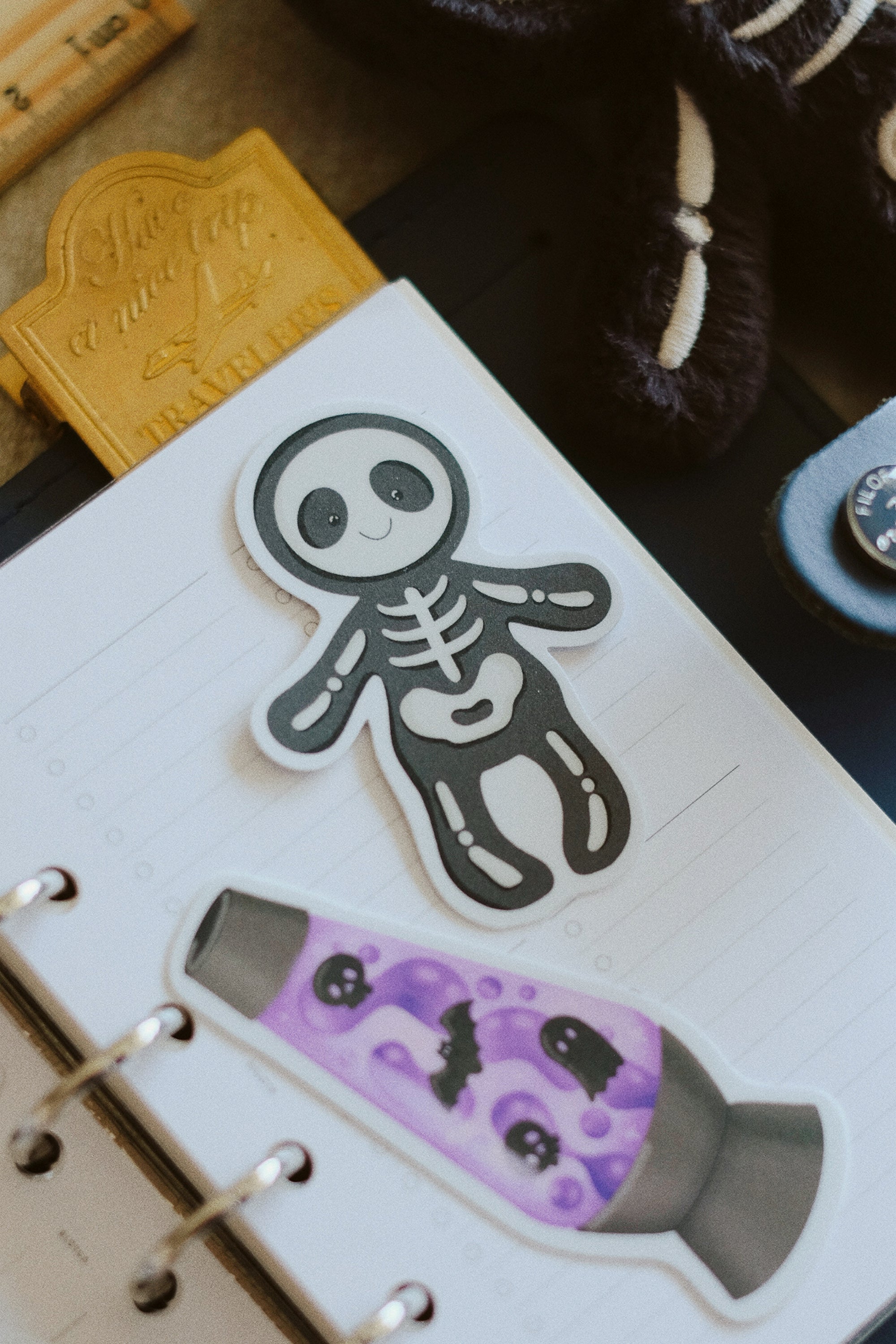 Cozy Skeleton - Spooky Vinyl Sticker